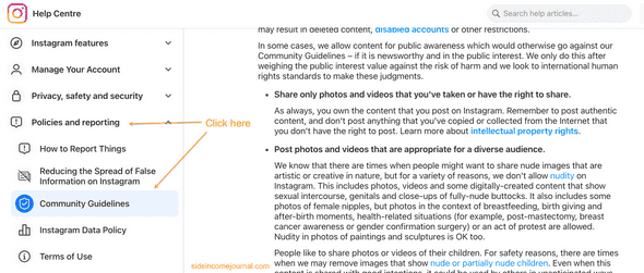 Instagram community guideline