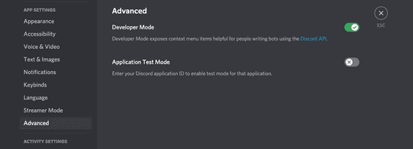 Discord developer mode enable