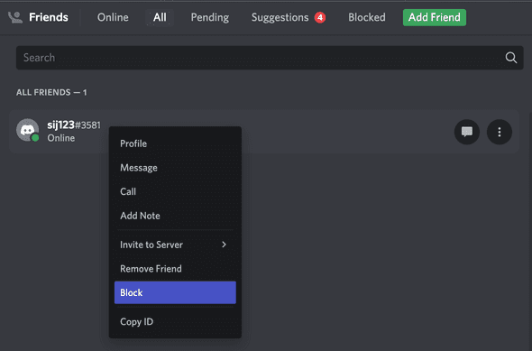 Block user discord user list