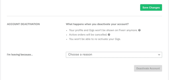 Fiverr profile deactive