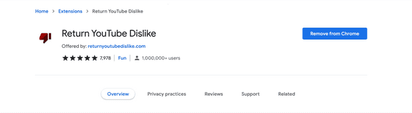 Chrome extension return YouTube dislike