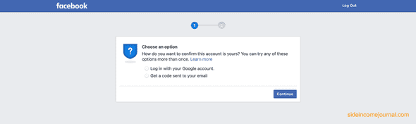 Facebook login choose an option