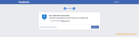 Facebook send code to mail