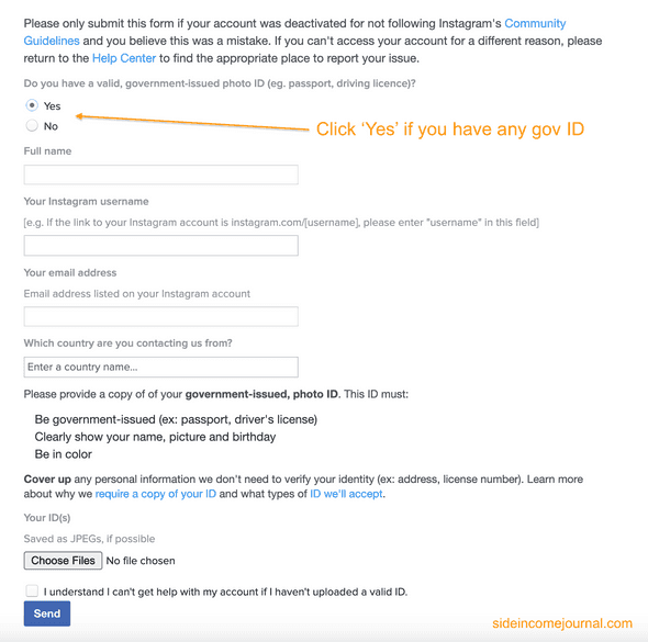 Instagram disabled form four