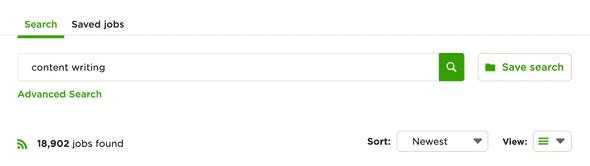 upwork content writing search